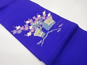 塩瀬手描き友禅垣根・梅模様名古屋帯